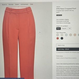 Aritzia cropped (regular length) effortless pant in warm sienna red size 12